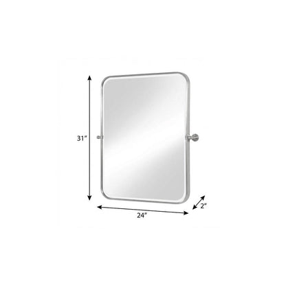Set of Two Silver Iron Tilting Framed Bathroom Vanity Mirrors HomeRoots