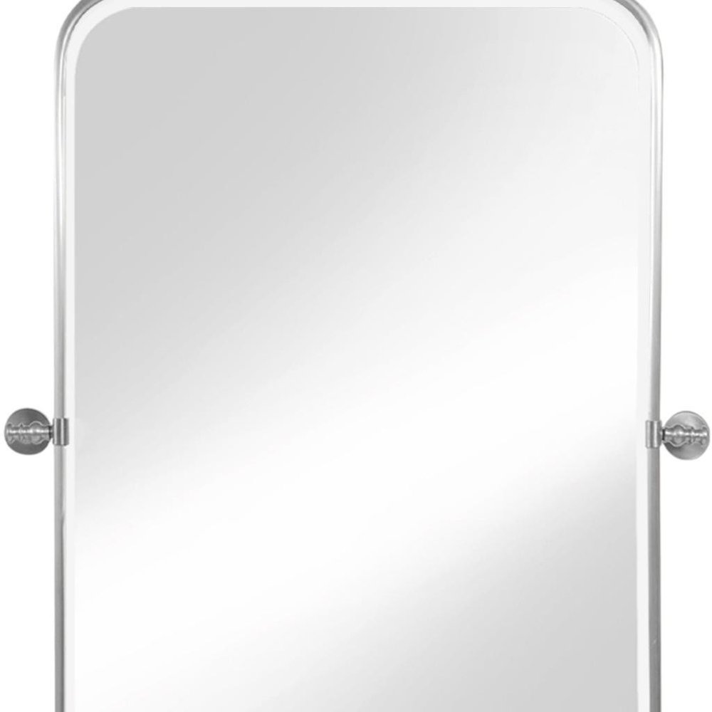 Set of Two Silver Iron Tilting Framed Bathroom Vanity Mirrors — view 4