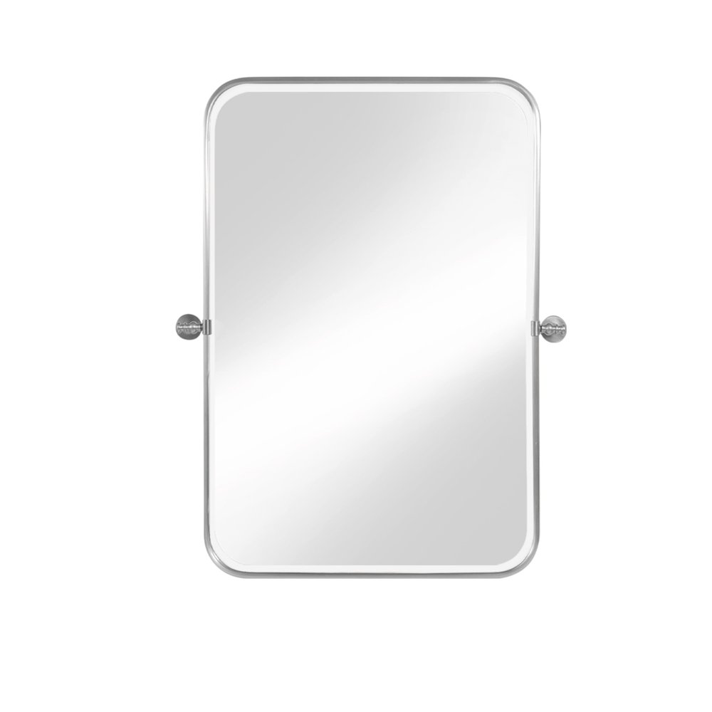 Set of Two Silver Iron Tilting Framed Bathroom Vanity Mirrors — view 3