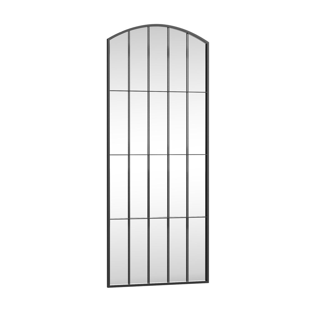 67" Black Metal Geometric Arch Wall Mounted Or Leaning Framed Full Length Mirror — view 1