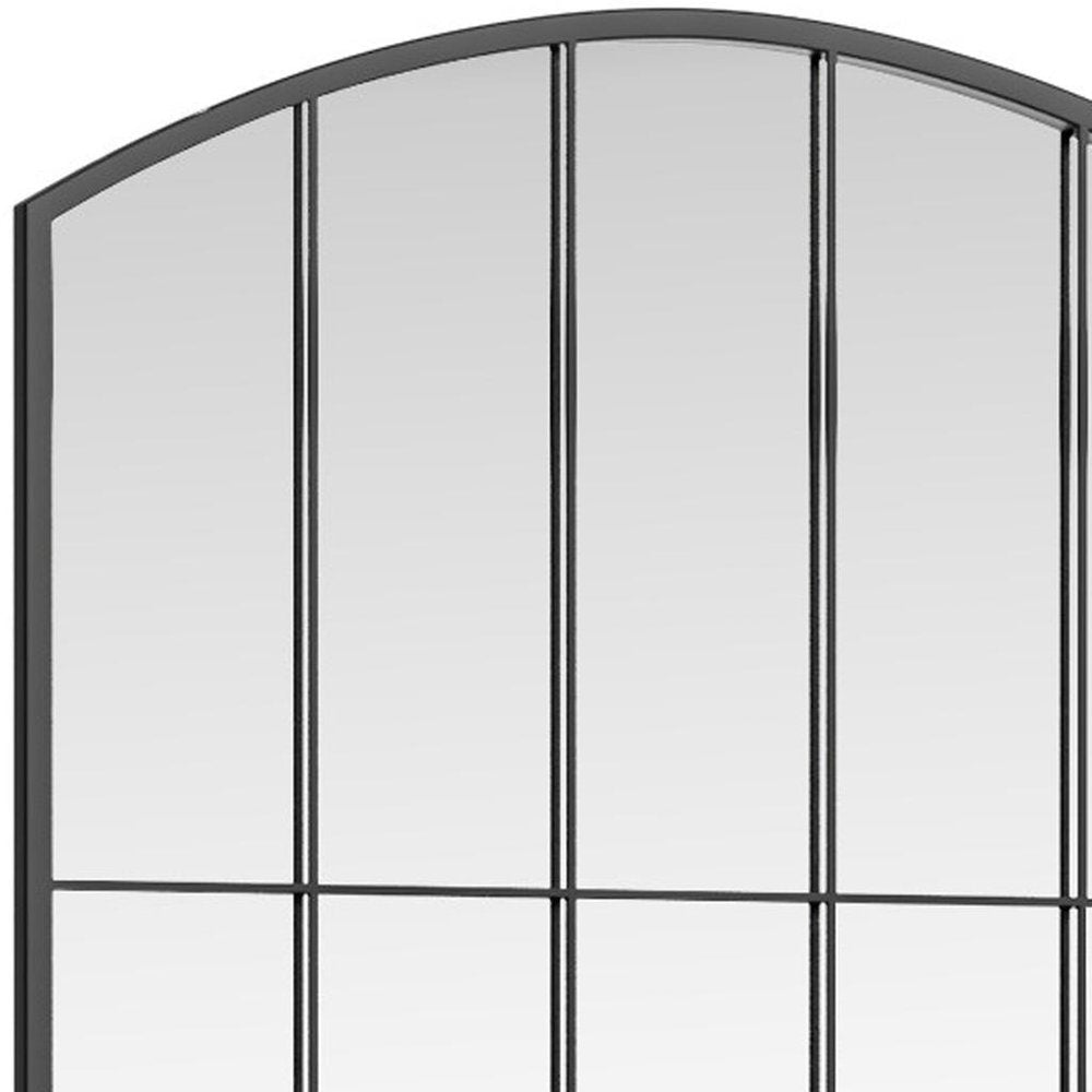 67" Black Metal Geometric Arch Wall Mounted Or Leaning Framed Full Length Mirror — view 3