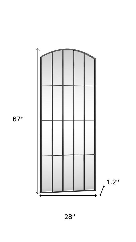 67" Black Metal Geometric Arch Wall Mounted Or Leaning Framed Full Length Mirror — view 5