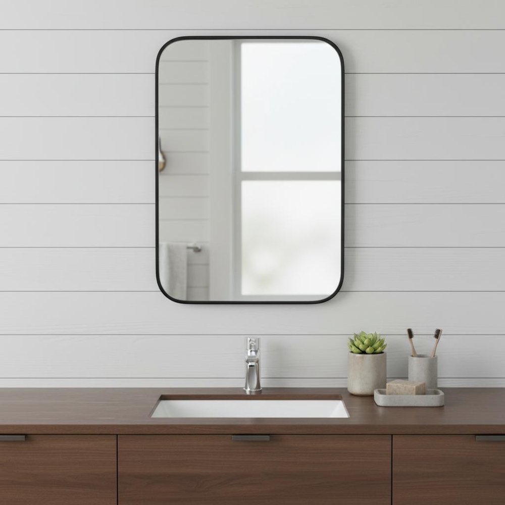 24" Gold Metal Framed Bathroom Vanity Mirror With Cabinet — view 7