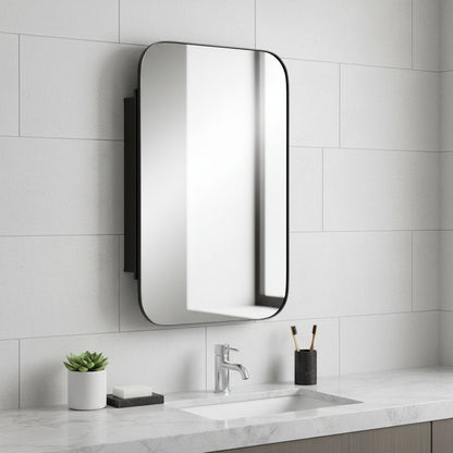 24" Gold Metal Framed Bathroom Vanity Mirror With Cabinet