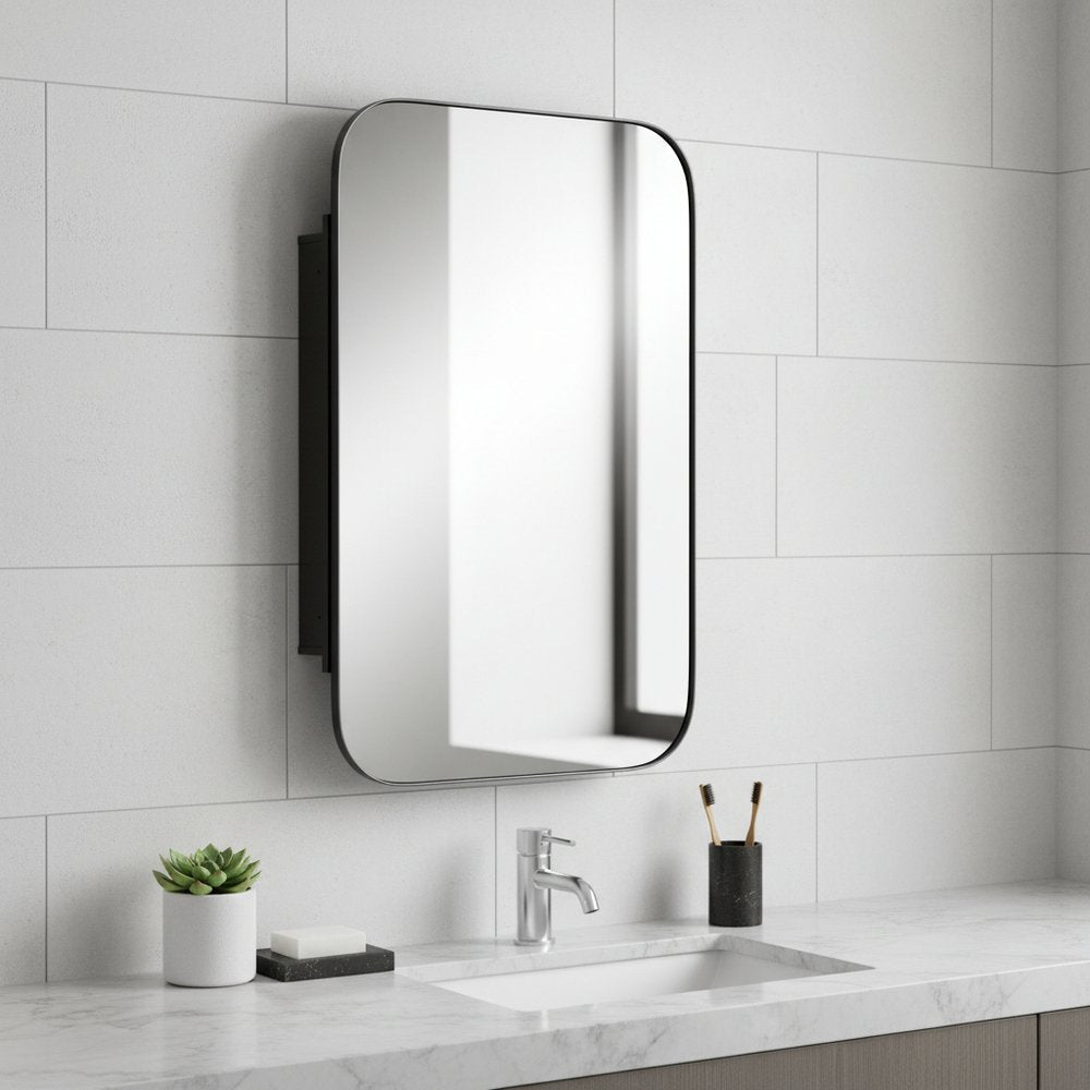 24" Gold Metal Framed Bathroom Vanity Mirror With Cabinet HomeRoots