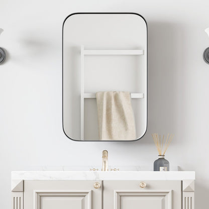 24" Gold Metal Framed Bathroom Vanity Mirror With Cabinet HomeRoots