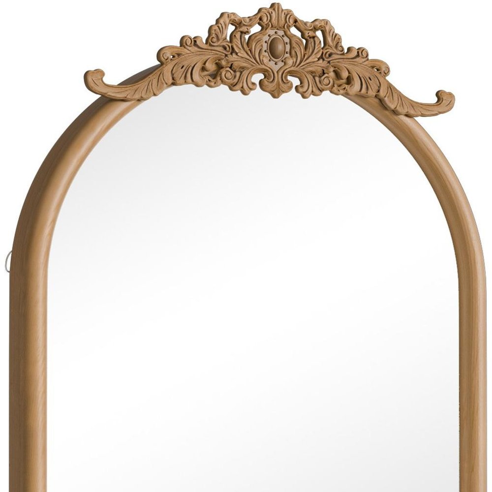 36" Brown Wood And Rattan Arch With Scroll Framed Accent Mirror HomeRoots