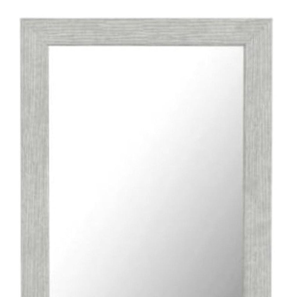 64" White Solid Wood Freestanding Framed Standing Mirror — view 3