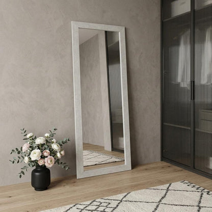 64" White Solid Wood Freestanding Framed Standing Mirror