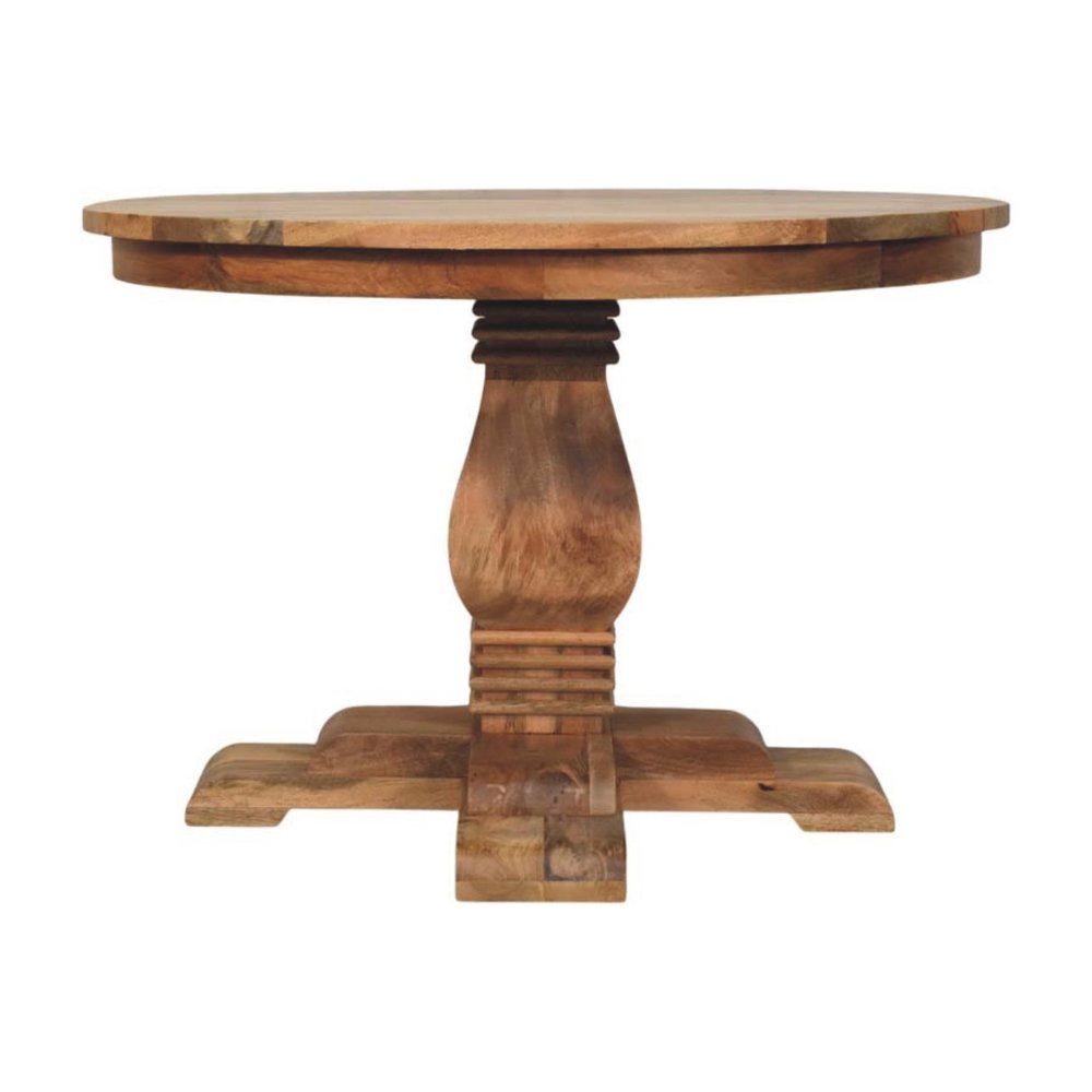 43" Brown Solid Wood Pedestal Base Round Top Dining Table — view 2