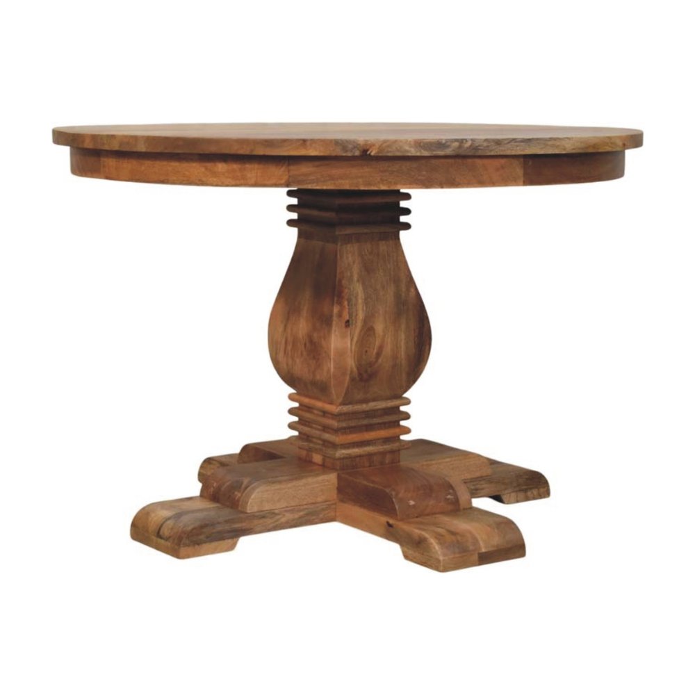 43" Brown Solid Wood Pedestal Base Round Top Dining Table HomeRoots