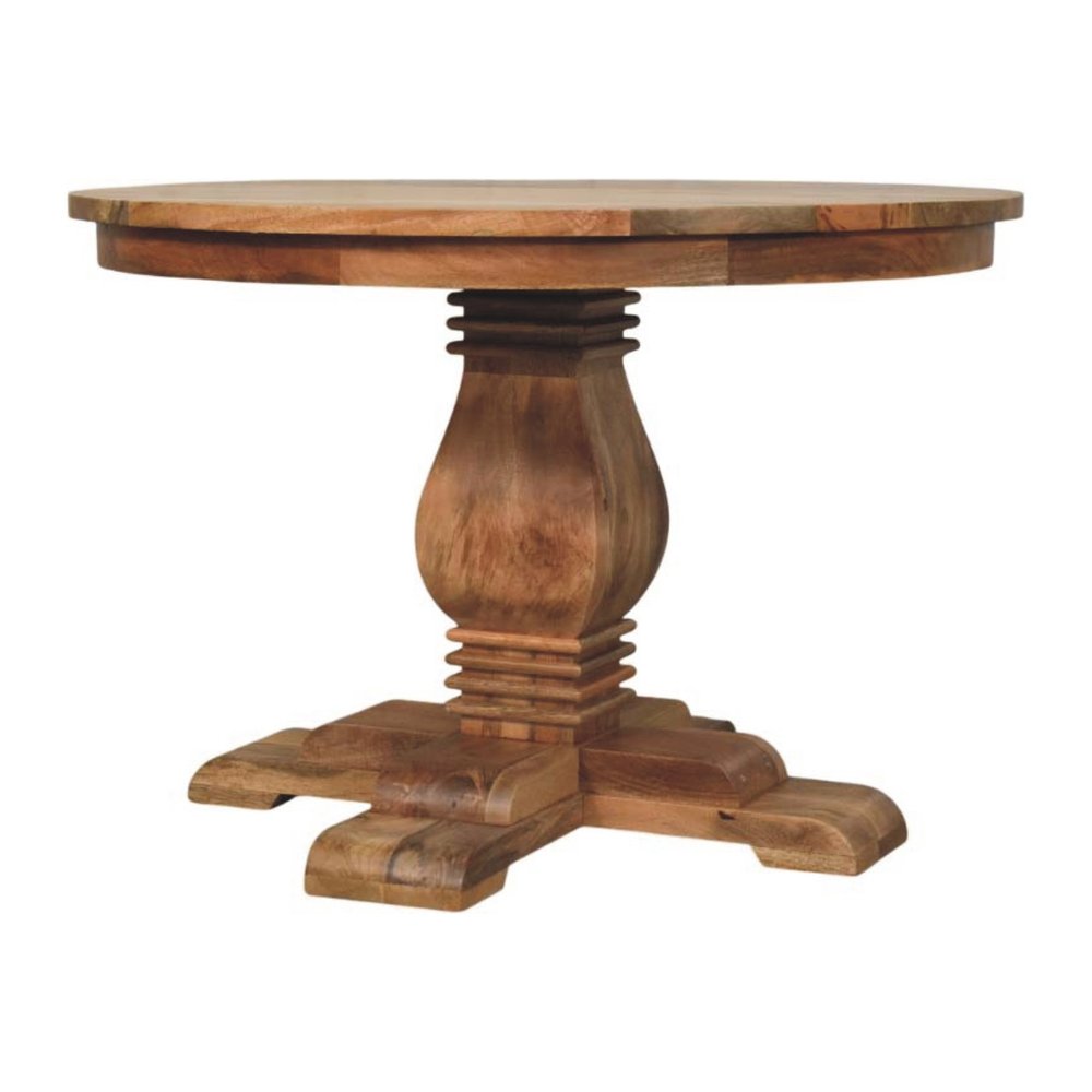43" Brown Solid Wood Pedestal Base Round Top Dining Table HomeRoots