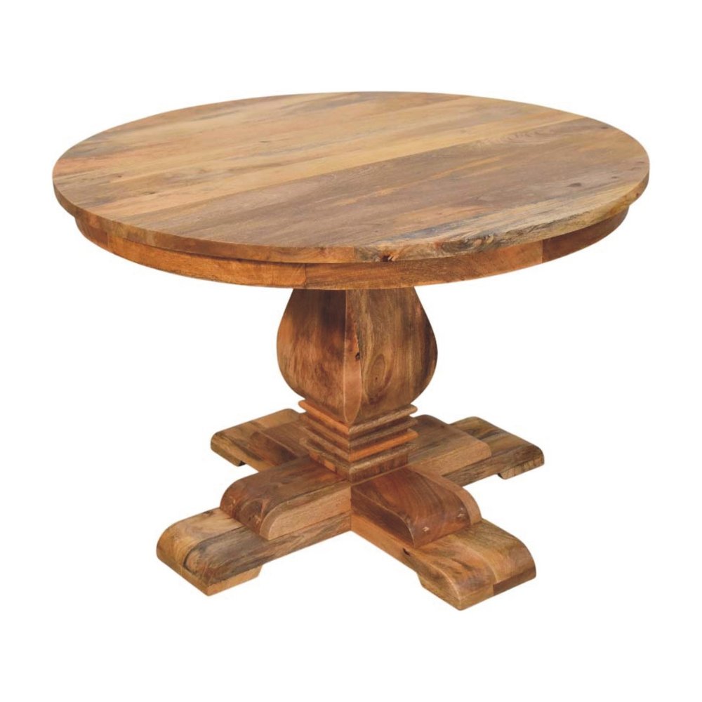 43" Brown Solid Wood Pedestal Base Round Top Dining Table HomeRoots