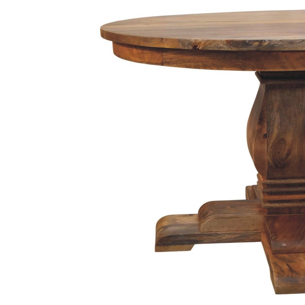 43" Brown Solid Wood Pedestal Base Round Top Dining Table — view 7
