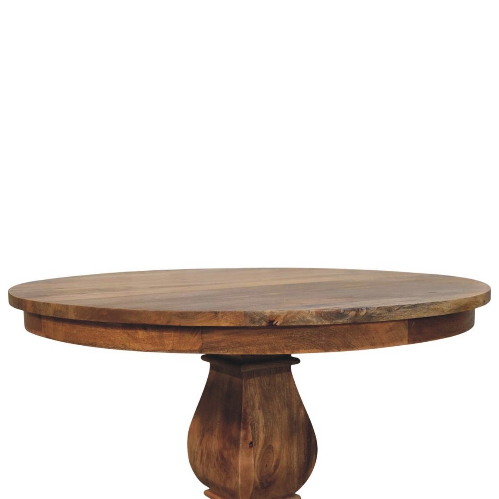43" Brown Solid Wood Pedestal Base Round Top Dining Table — view 6