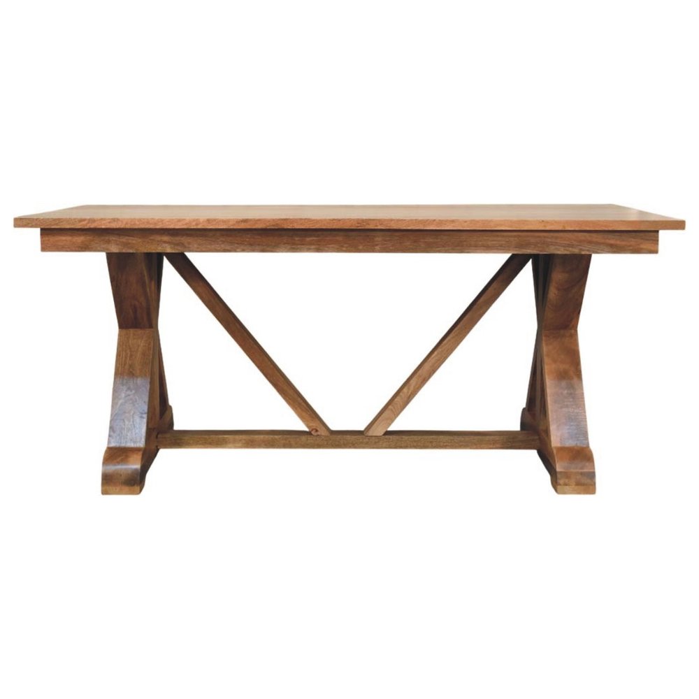 71" Brown Solid Wood Trestle Base Dining Table — view 1