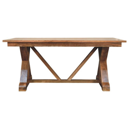 71" Brown Solid Wood Trestle Base Dining Table
