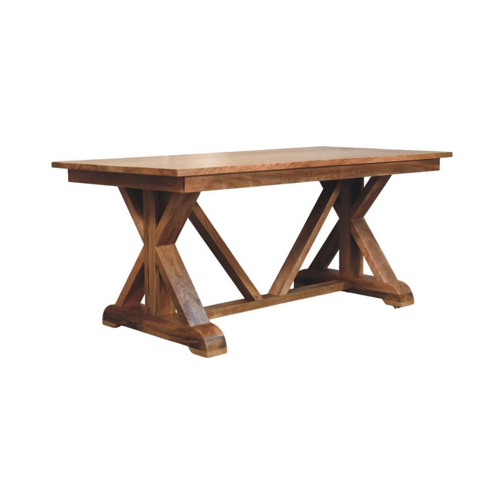 71" Brown Solid Wood Trestle Base Dining Table — view 3
