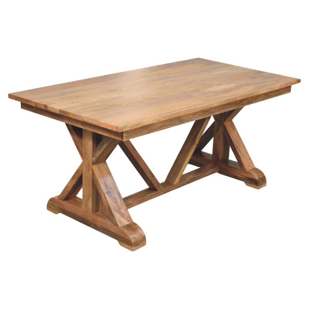 71" Brown Solid Wood Trestle Base Dining Table — view 4