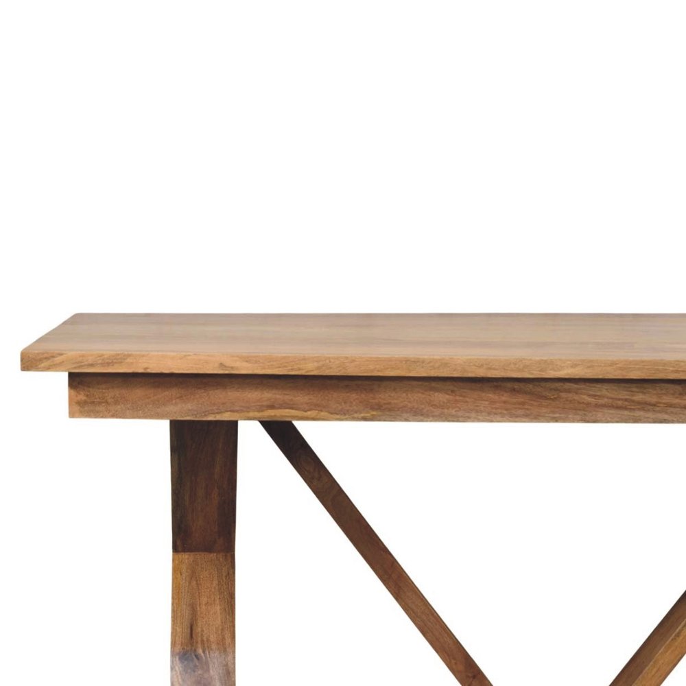 71" Brown Solid Wood Trestle Base Dining Table — view 5
