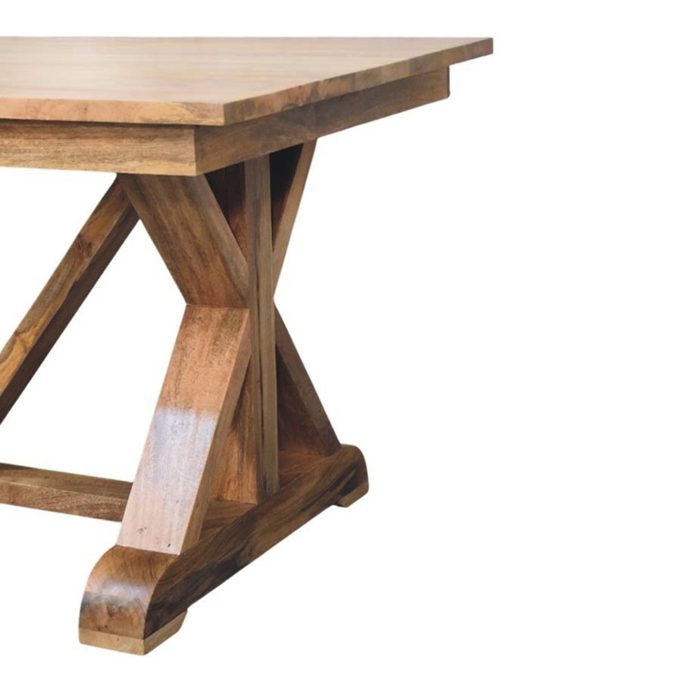 71" Brown Solid Wood Trestle Base Dining Table — view 6