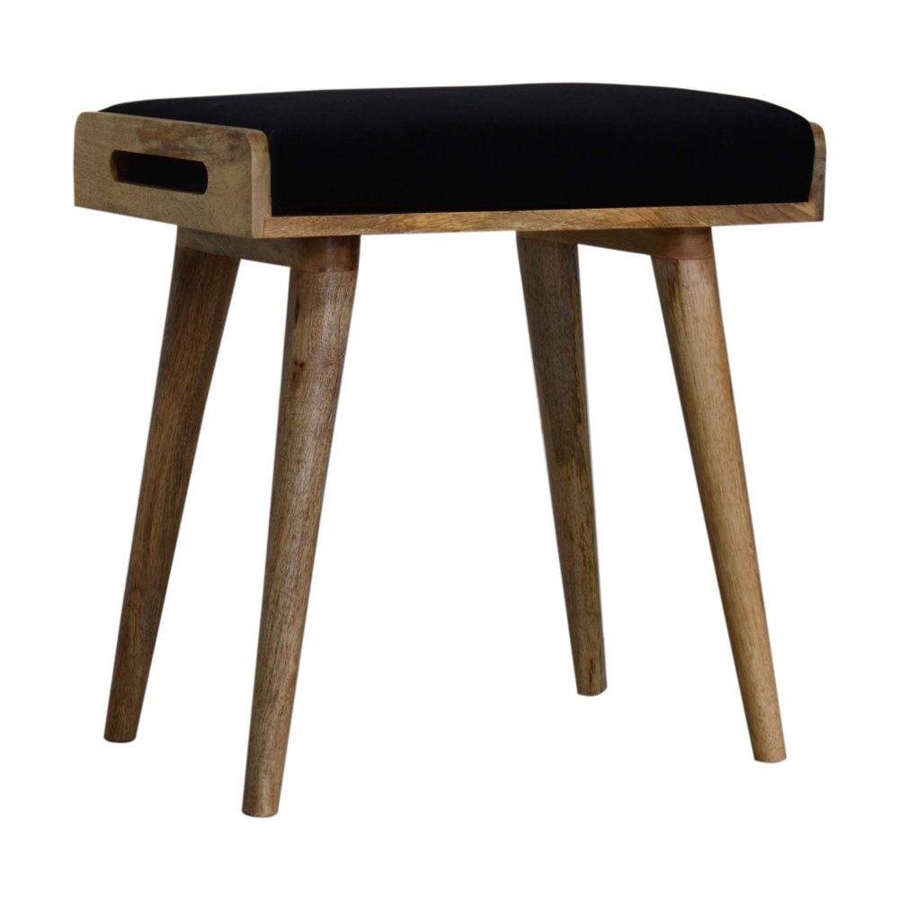 20" Brown Velvet And Wood Leopard Footstool HomeRoots