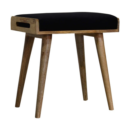 20" Brown Velvet And Wood Leopard Footstool HomeRoots