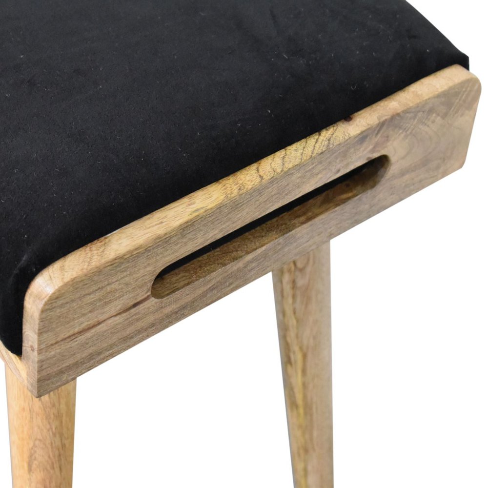 20" Brown Velvet And Wood Leopard Footstool — view 15