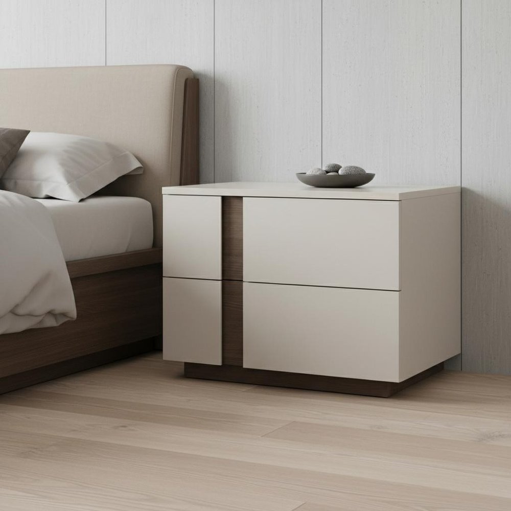 20" Light Gray Wood Two Drawer Nightstand — view 7