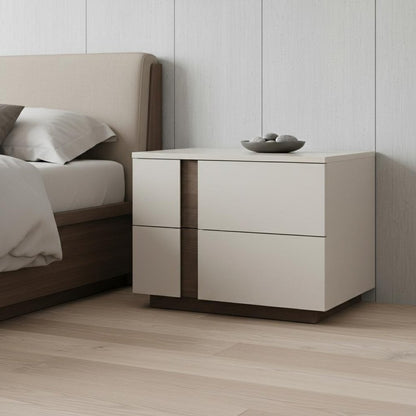 20" Light Gray Wood Two Drawer Nightstand HomeRoots