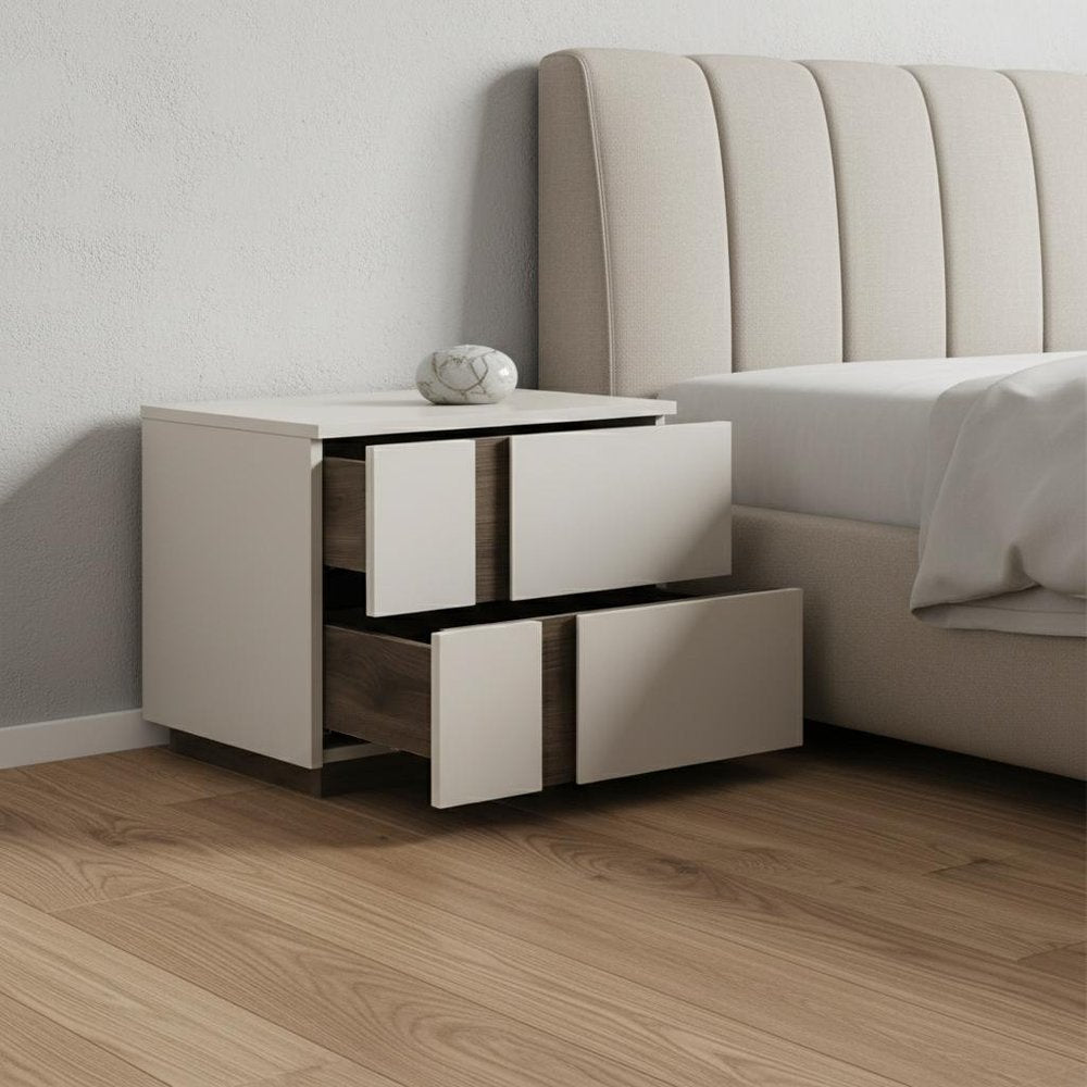 20" Light Gray Wood Two Drawer Nightstand — view 5