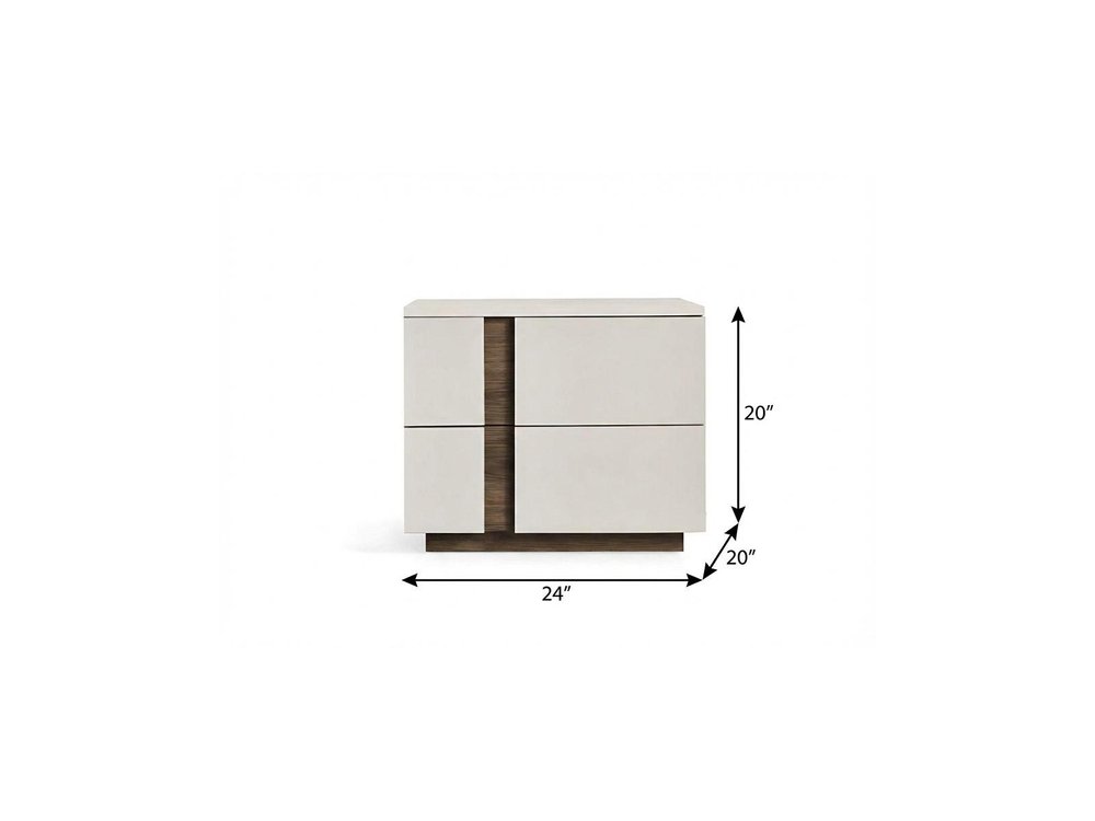 20" Light Gray Wood Two Drawer Nightstand HomeRoots