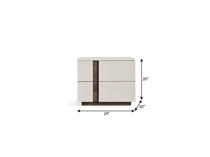 20" Light Gray Wood Two Drawer Nightstand HomeRoots
