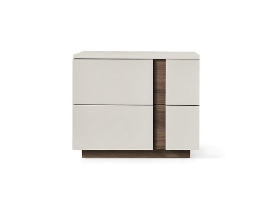 20" Light Gray Wood Two Drawer Nightstand
