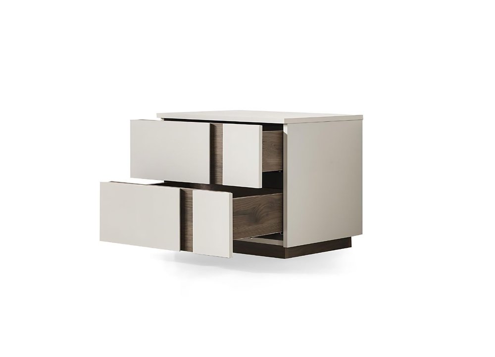 20" Light Gray Wood Two Drawer Nightstand — view 2