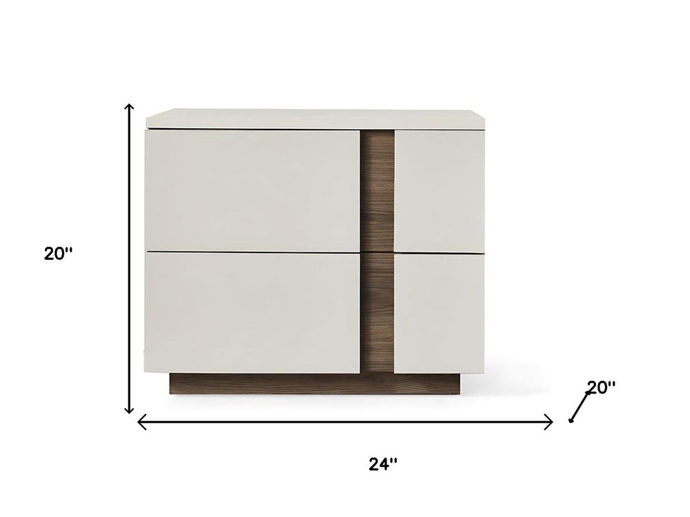 20" Light Gray Wood Two Drawer Nightstand — view 6