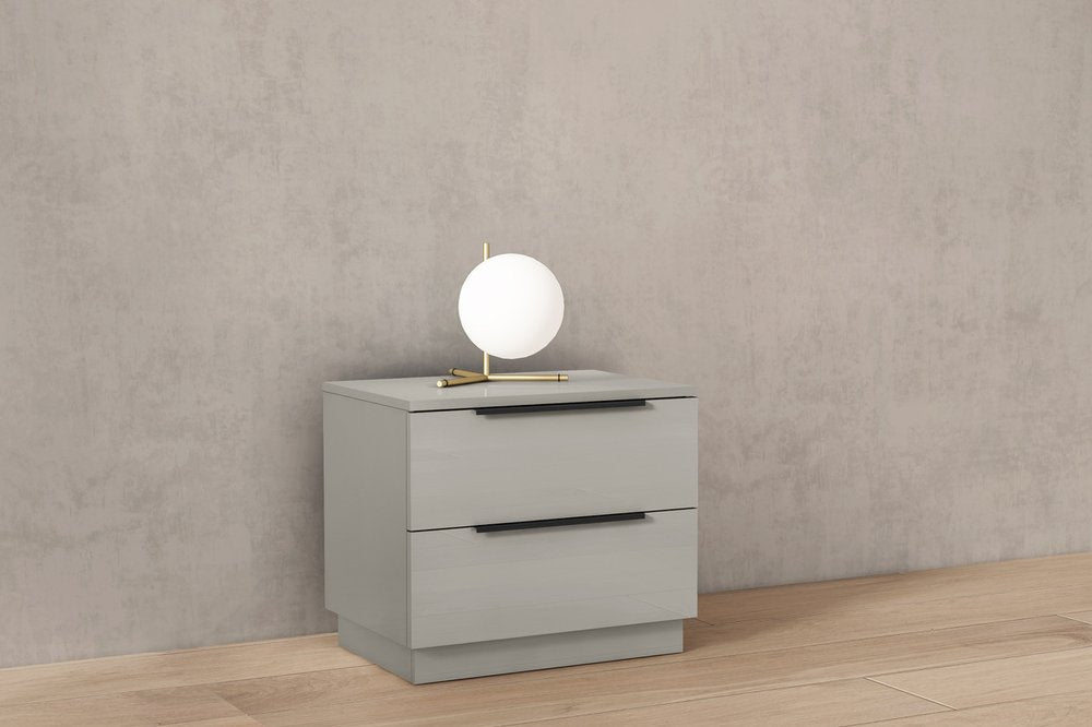 20" Light Gray Wood Two Drawer Nightstand — view 1