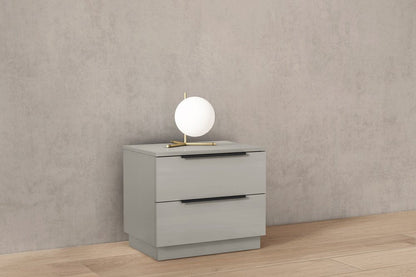 20" Light Gray Wood Two Drawer Nightstand HomeRoots