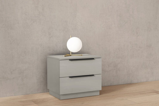20" Light Gray Wood Two Drawer Nightstand