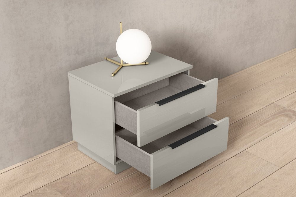 20" Light Gray Wood Two Drawer Nightstand — view 2