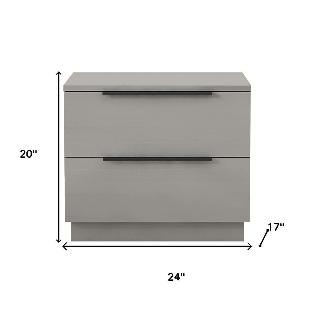 20" Light Gray Wood Two Drawer Nightstand HomeRoots