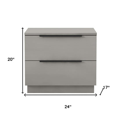 20" Light Gray Wood Two Drawer Nightstand HomeRoots