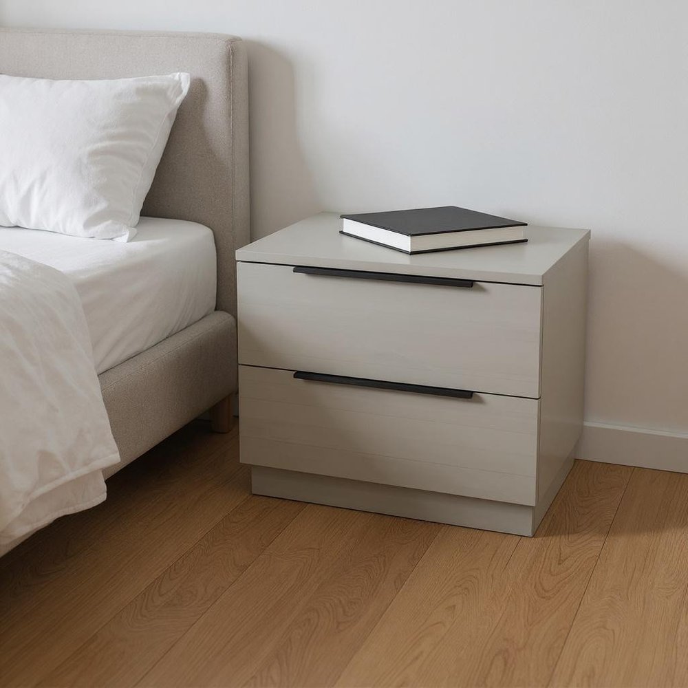 20" Light Gray Wood Two Drawer Nightstand HomeRoots