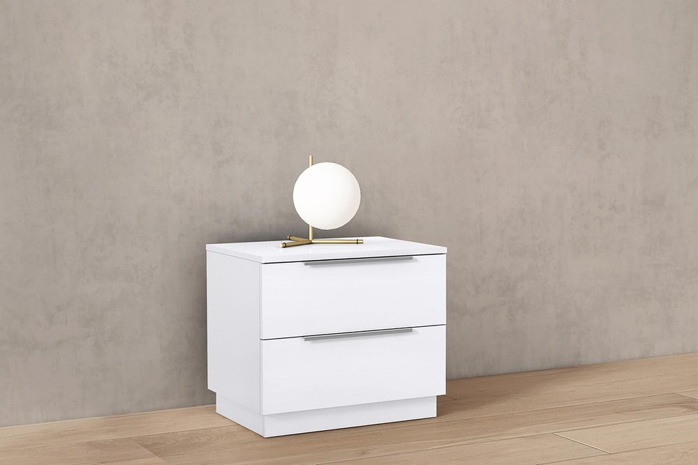 20" Light Gray Wood Two Drawer Nightstand HomeRoots