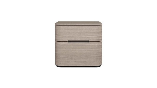 20" Beige Wood Two Drawer Nightstand
