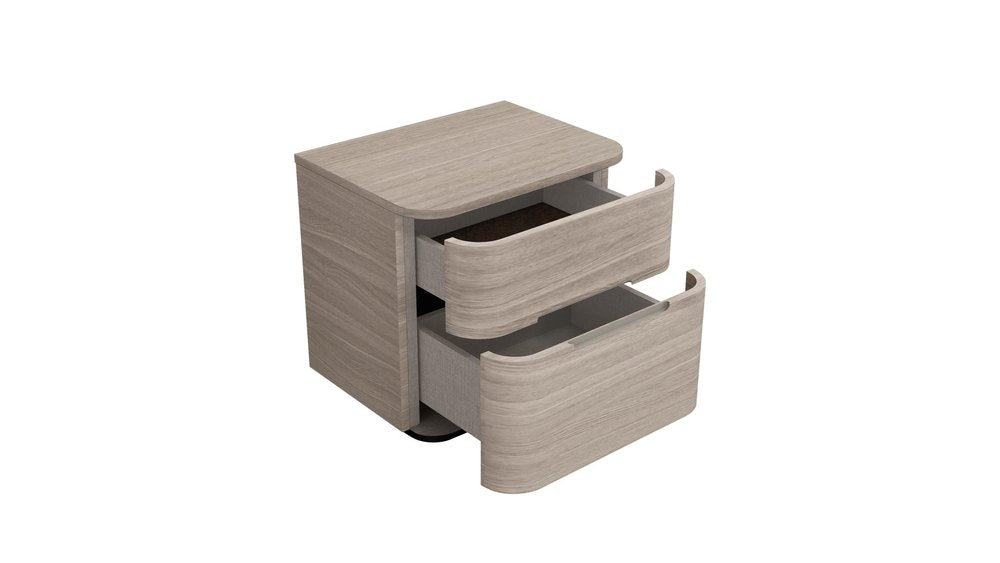 20" Beige Wood Two Drawer Nightstand — view 2