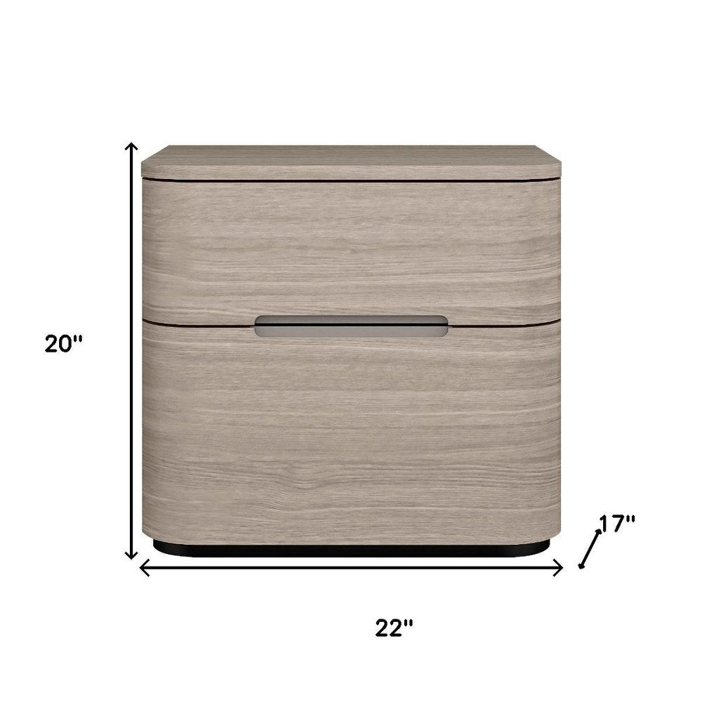 20" Beige Wood Two Drawer Nightstand HomeRoots