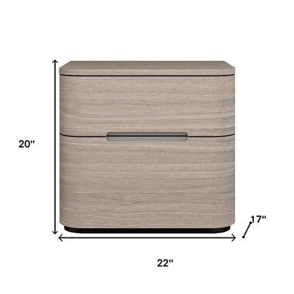 20" Beige Wood Two Drawer Nightstand HomeRoots