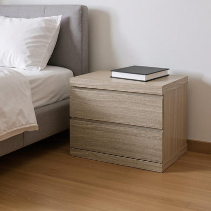 18" Beige Wood Two Drawer Nightstand HomeRoots