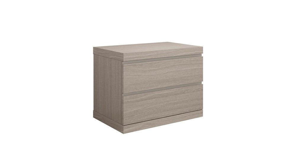 18" Beige Wood Two Drawer Nightstand HomeRoots